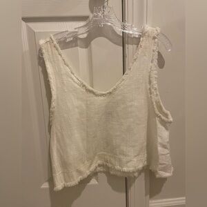 Urban Outfitters White Crop Top with Frayed Edges
